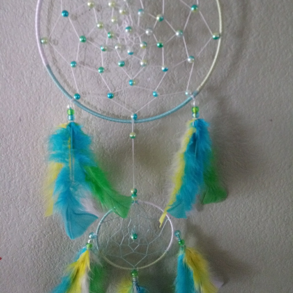 White/green/blue/yellow dream catcher